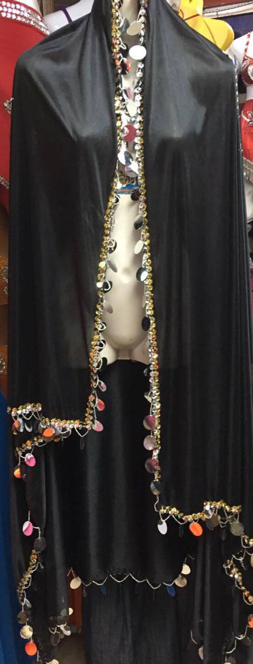 Egyptian Iskandaryan Melaya Scarf, belly dance veil, New handmade embellished dancing shawl, Melaya Laff, ملاية لف اسكندرانى