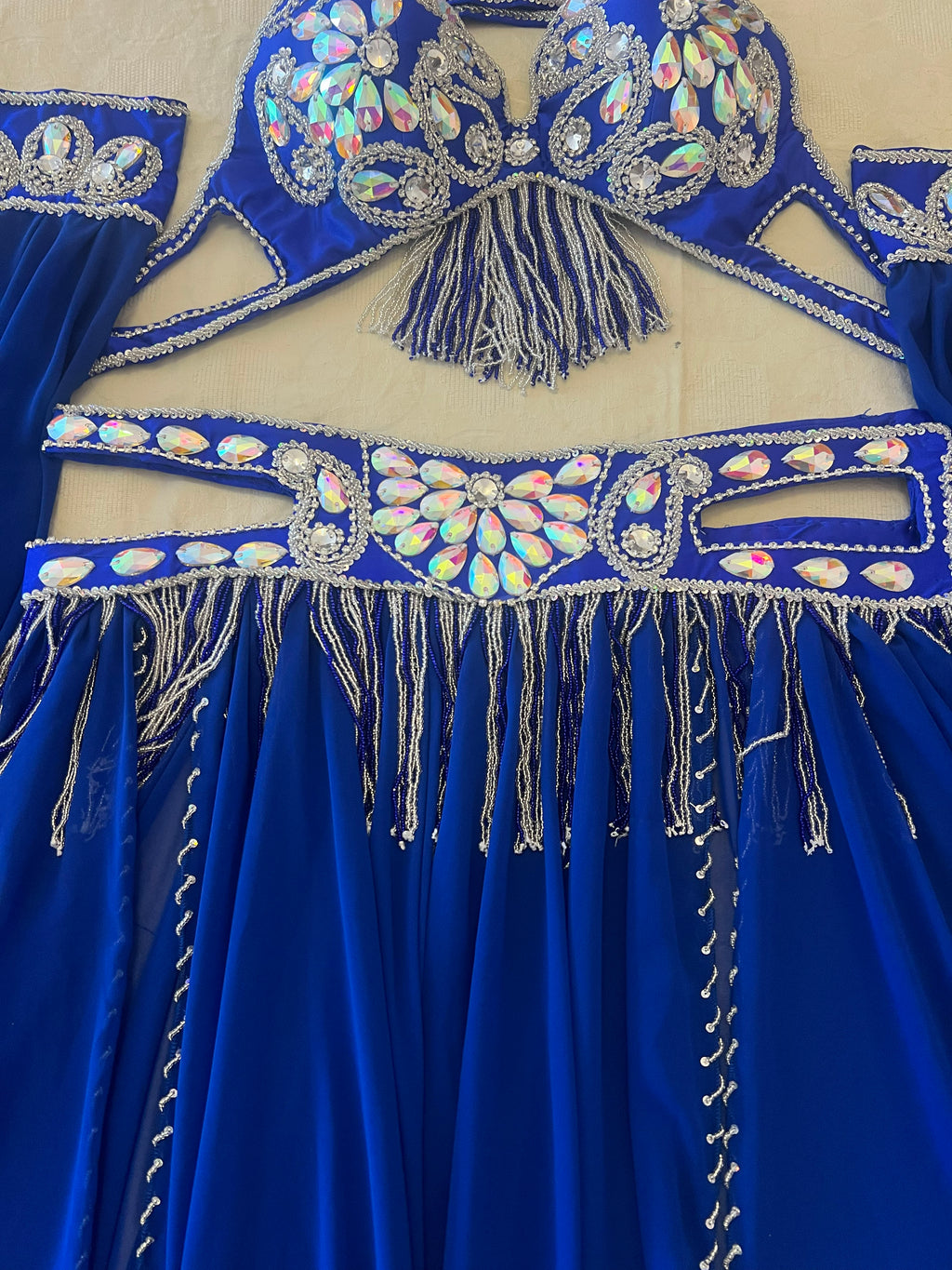 Luxurious high-quality royal blue belly dance costume