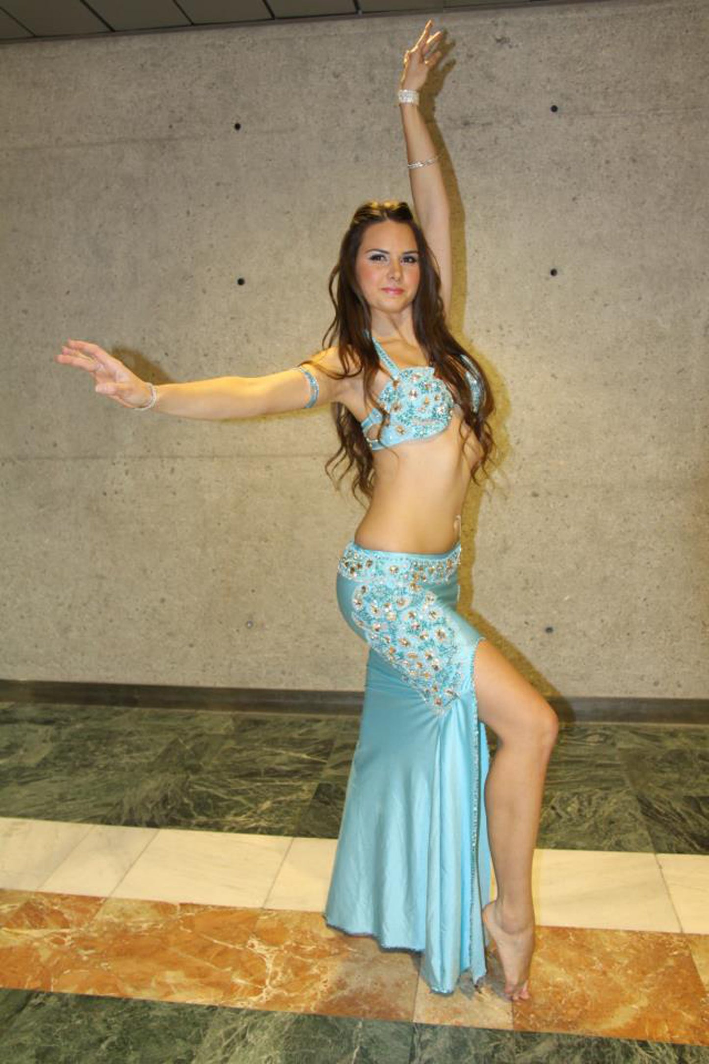 Sexy Egyptian professional belly dance costume, New Custom-made Belly Dance Dress, Handmade stitched dance outfit with side cutouts.