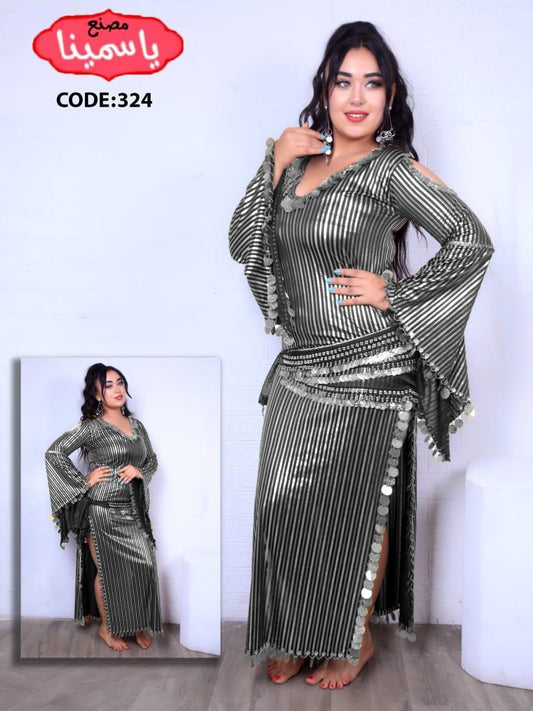Egyptian belly dance striped dress, Saidi dancing Galabia, handmade dance outfit جلابية رقص شرقى صعيدى