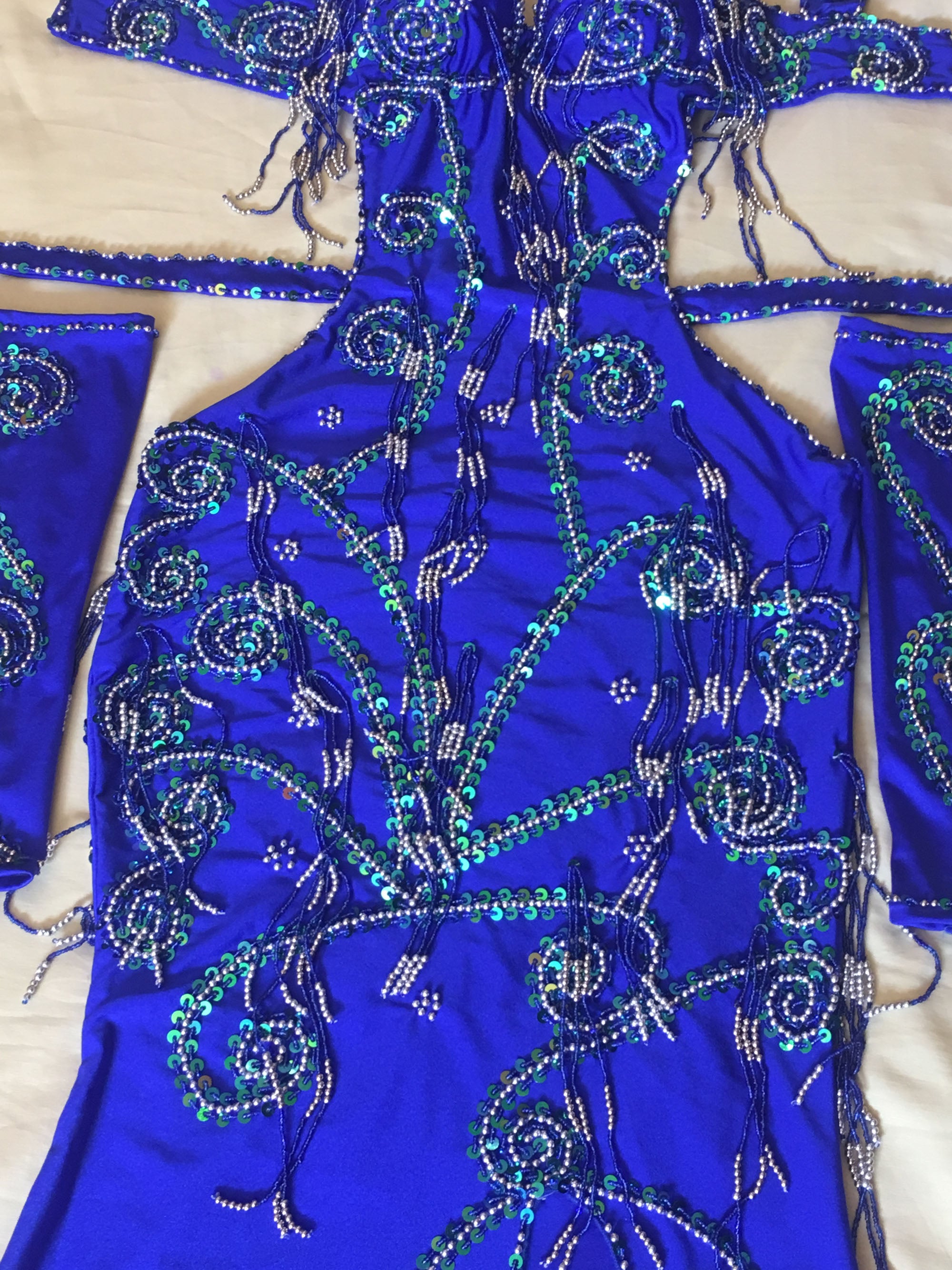 Custom-made Belly Dance Dress, Hand-Stitched Oriental Professional Costume
