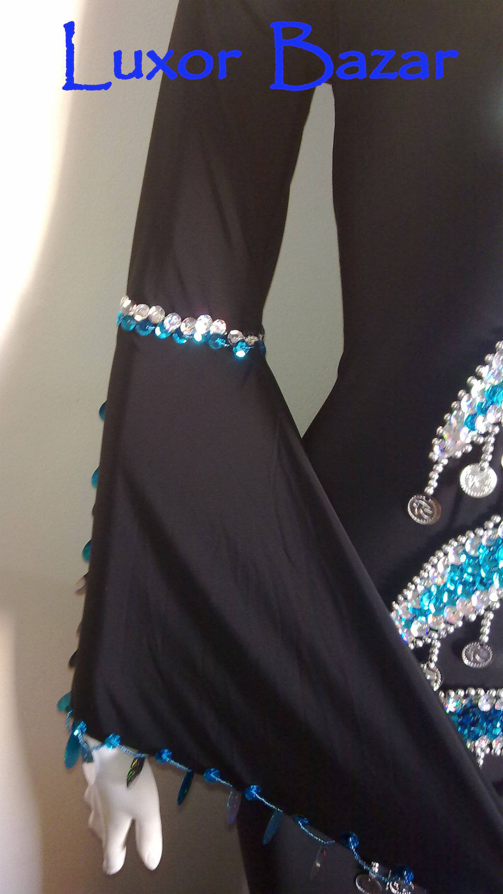 Shimmering Egyptian Belly Dance Galabia – Saidi Folklore Dance Dress - Handmade embellished