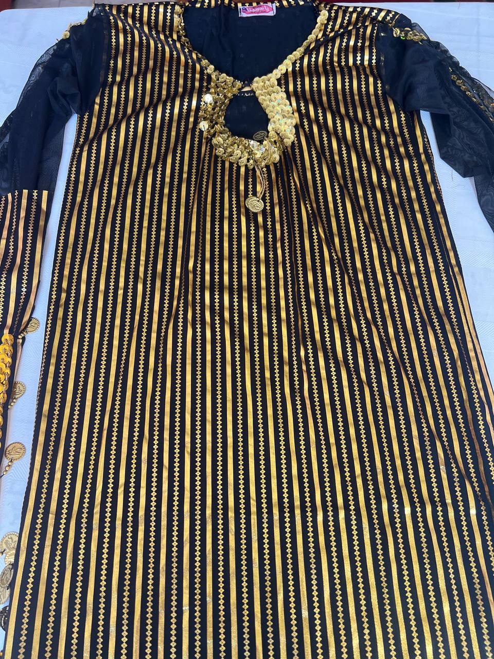 Neues ägyptisches Bauchtanzkleid, Galabia für orientalischen Tanz im Fallahi-Stil, handgefertigt