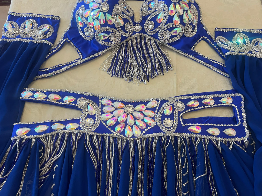 Luxurious high-quality royal blue belly dance costume