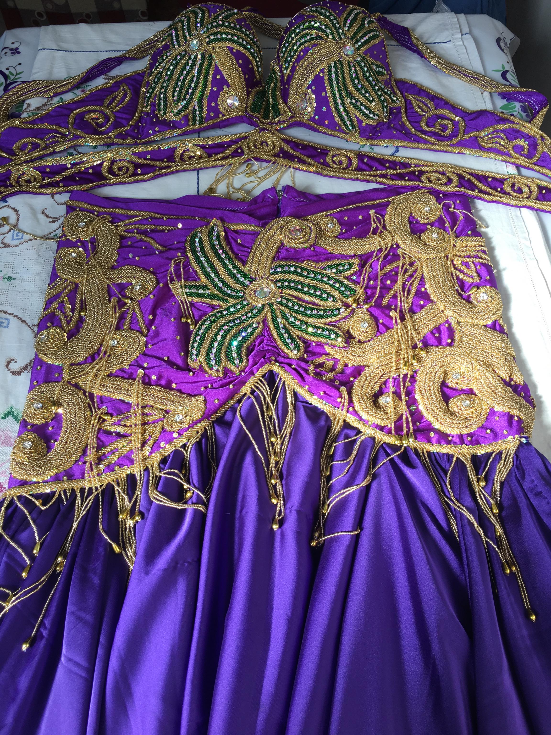 Handmade Egyptian Belly Dance Costume – Custom-Made Oriental Dress – Gypsy-Inspired Professional Outfit