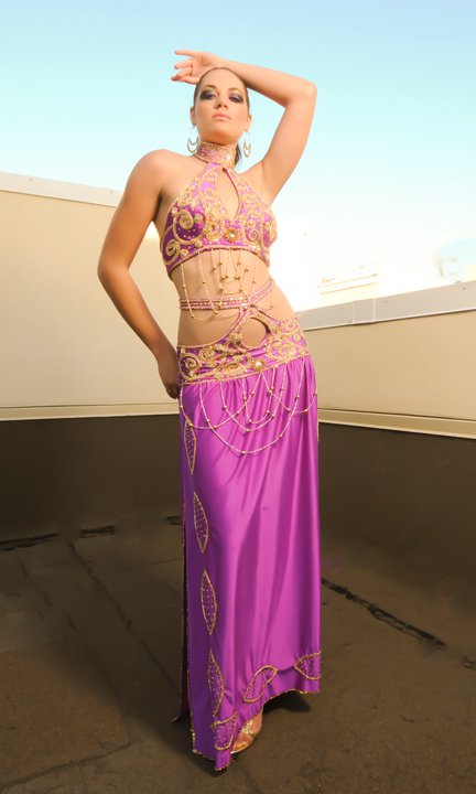 Authentic Egyptian belly dance costume/ Handmade embellished belly dance skirt and top ensemble