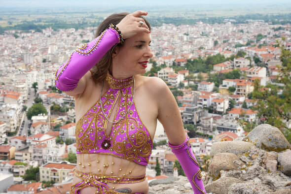 Authentic Egyptian belly dance costume/ Handmade embellished belly dance skirt and top ensemble