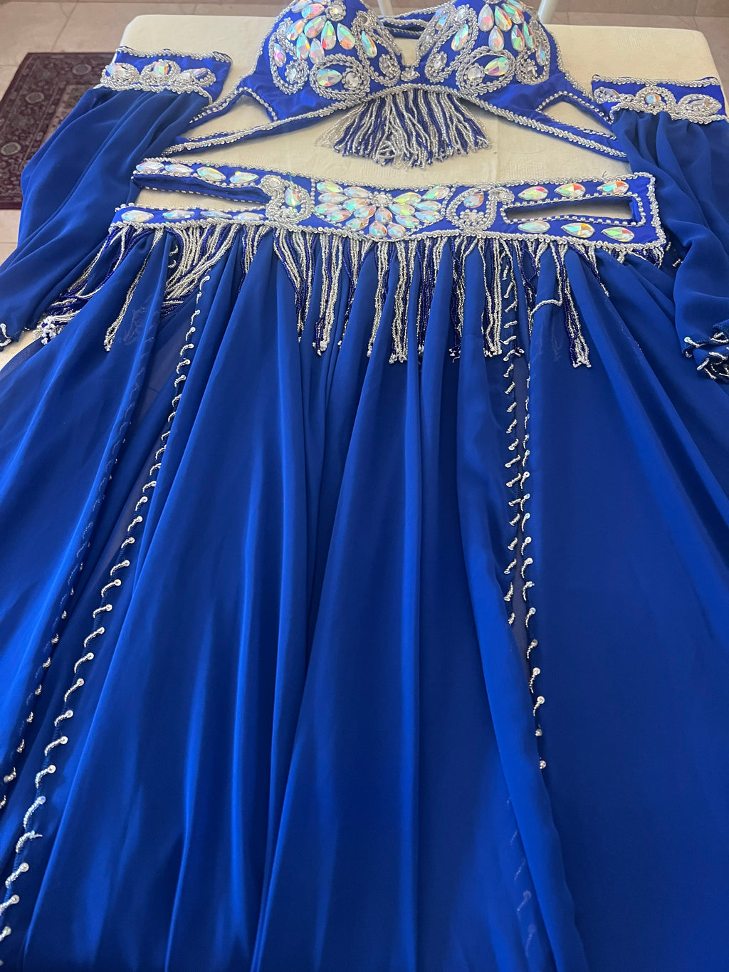 Luxurious high-quality royal blue belly dance costume