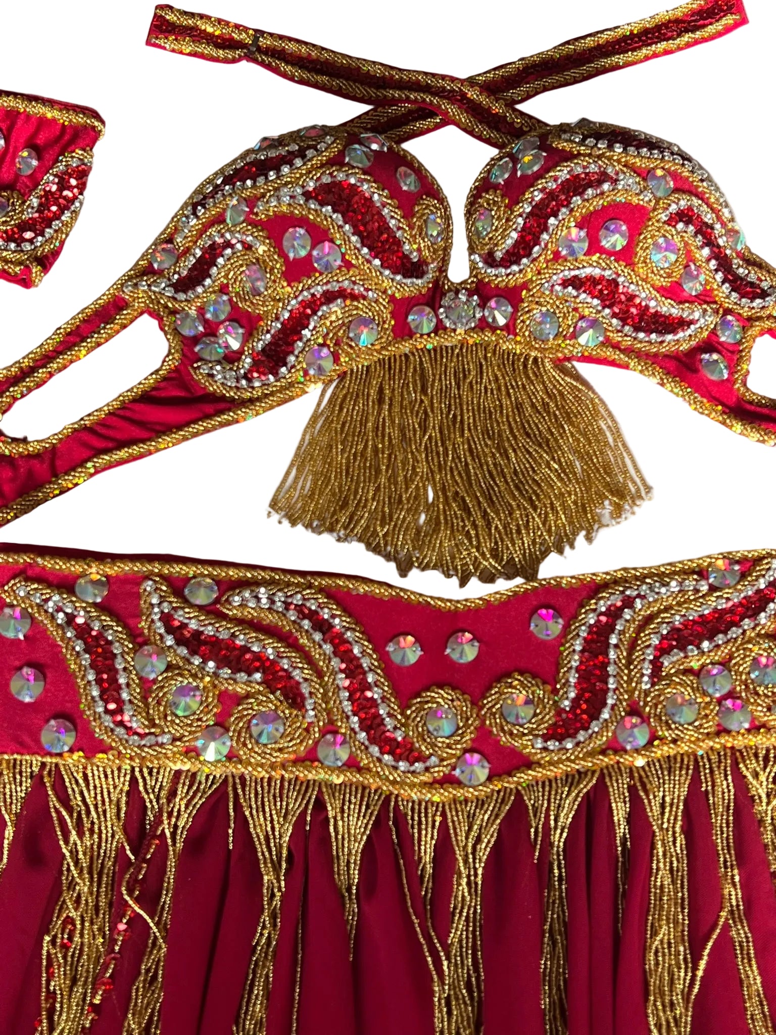 Luxurious Wine-Red Belly Dance Costume | Custom Handmade Bra, Belt & Skirt Set | Premium Professional Dance Outfit | Authentic Ensemble from Egypt