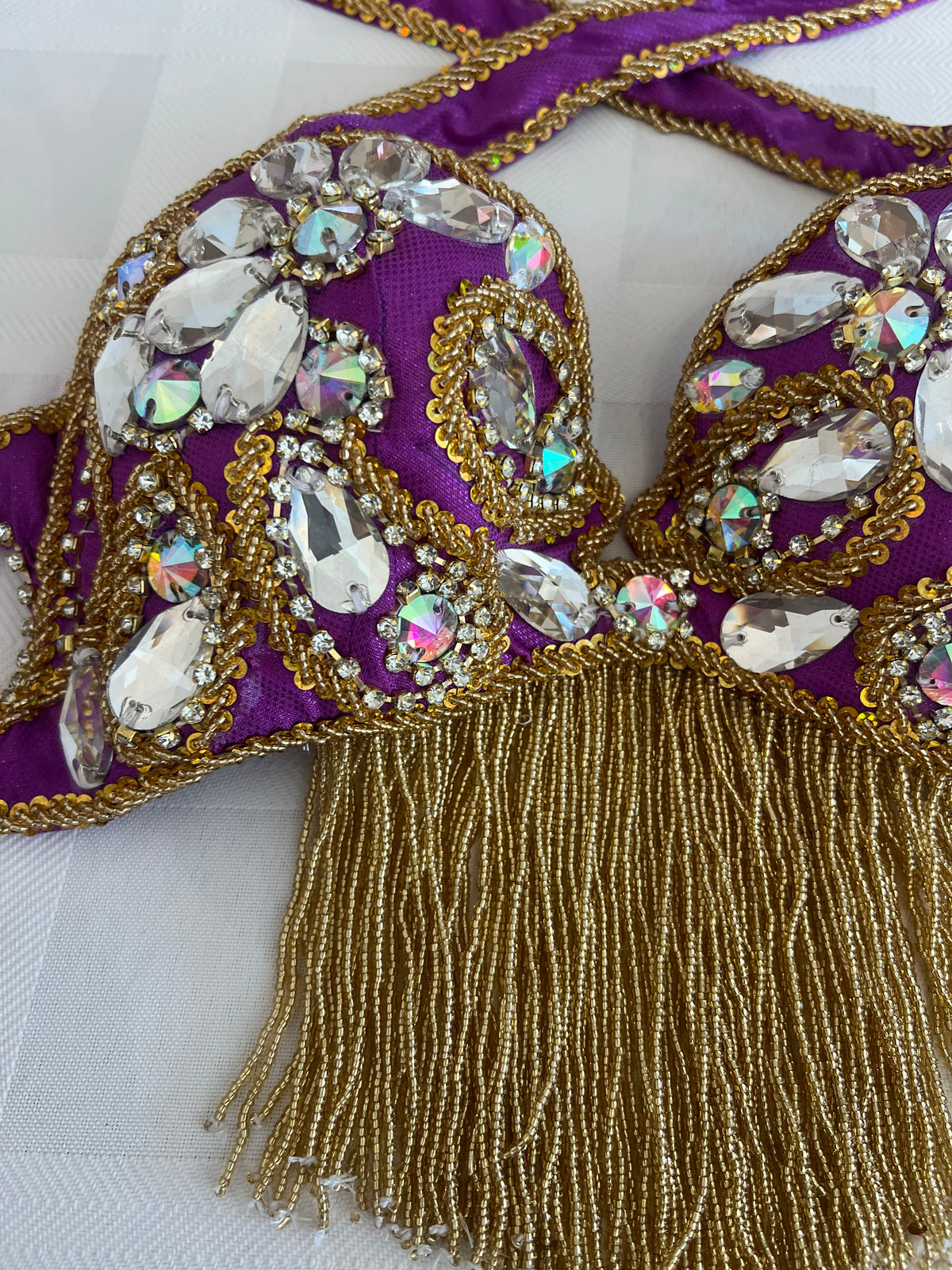 Elegant Purple Belly dance belt and bra set- Made to order Dancing costume