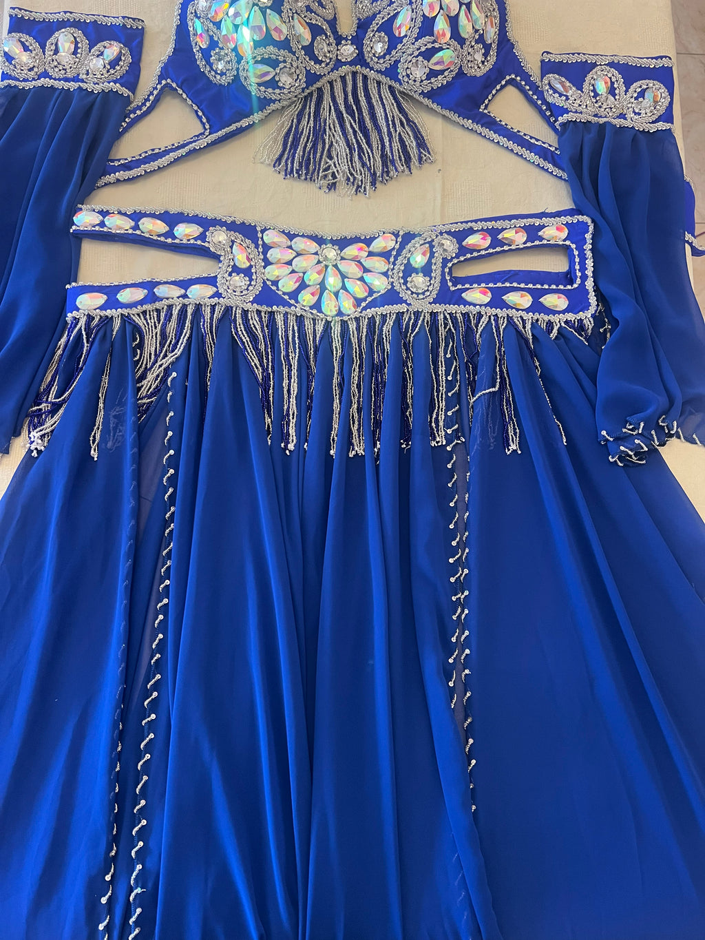 Luxurious high-quality royal blue belly dance costume