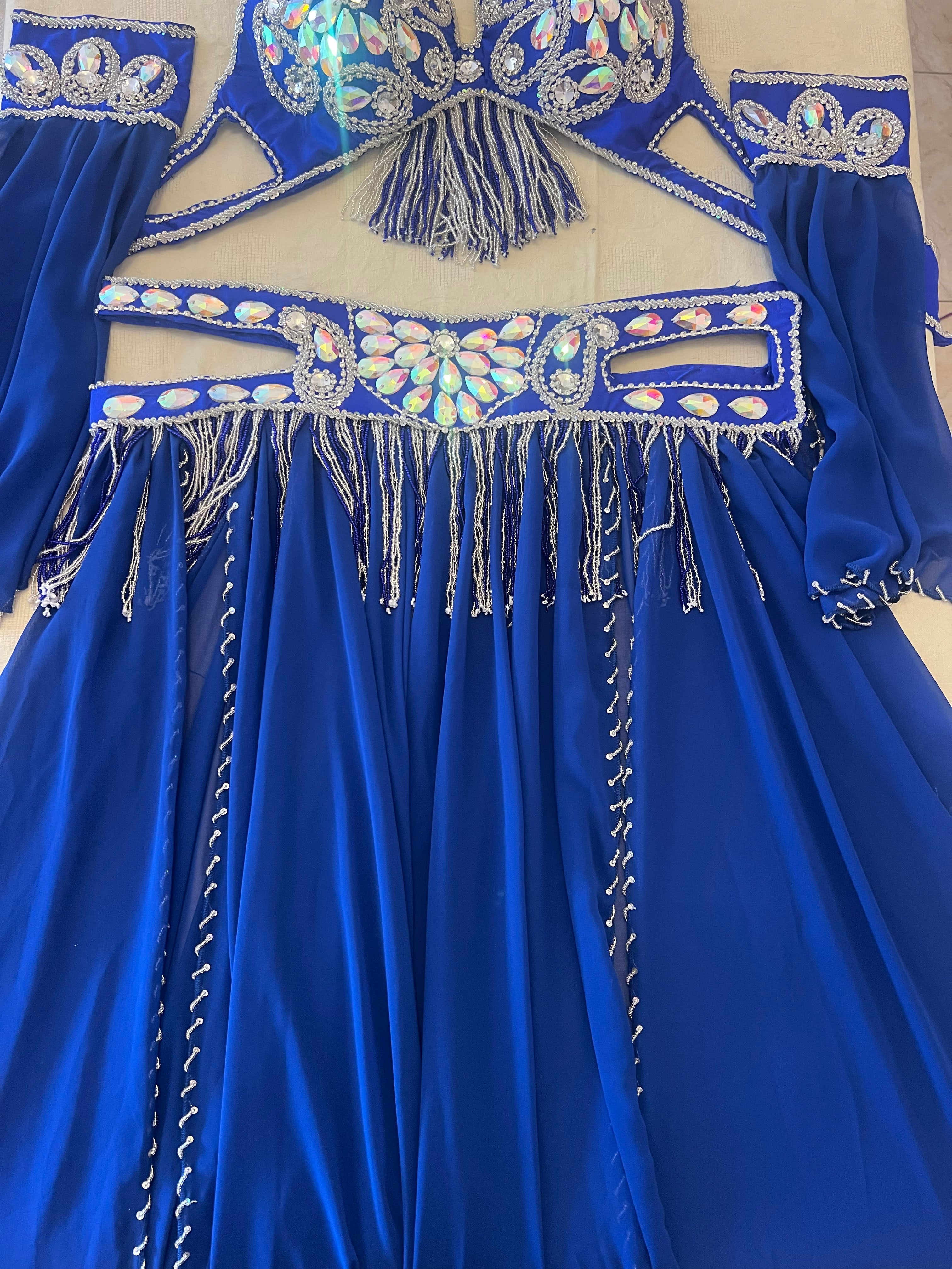 Luxurious high-quality royal blue belly dance costume