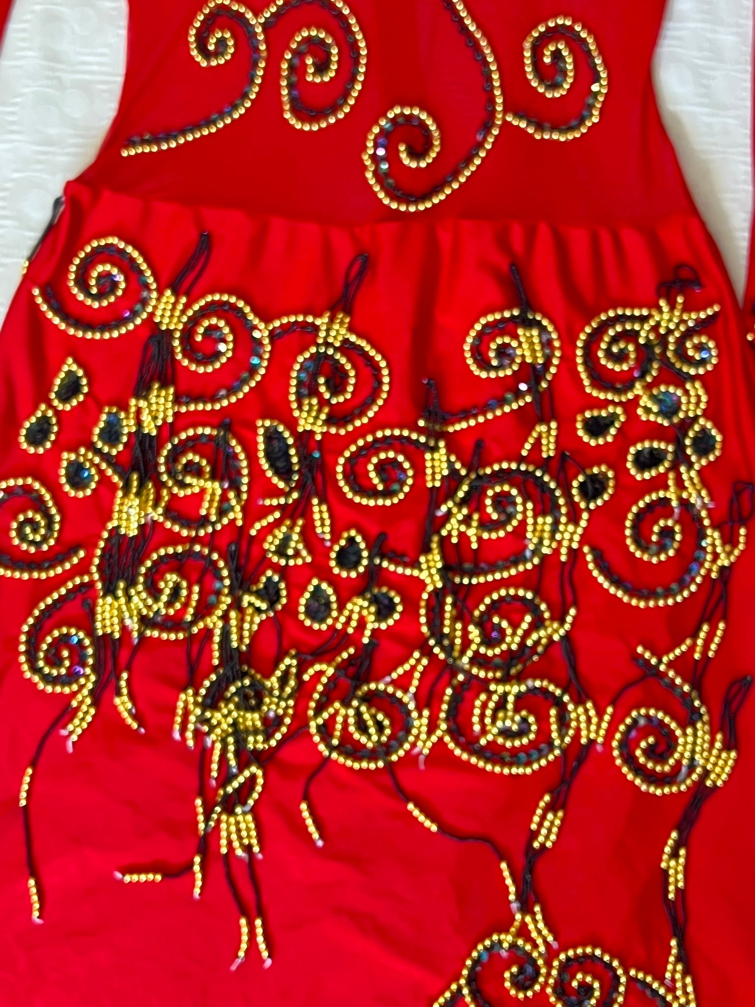 Vibrant Red Egyptian professional belly dance dress oriental dance outfit with arm pieces & head pieces handmade Embellished made to order.