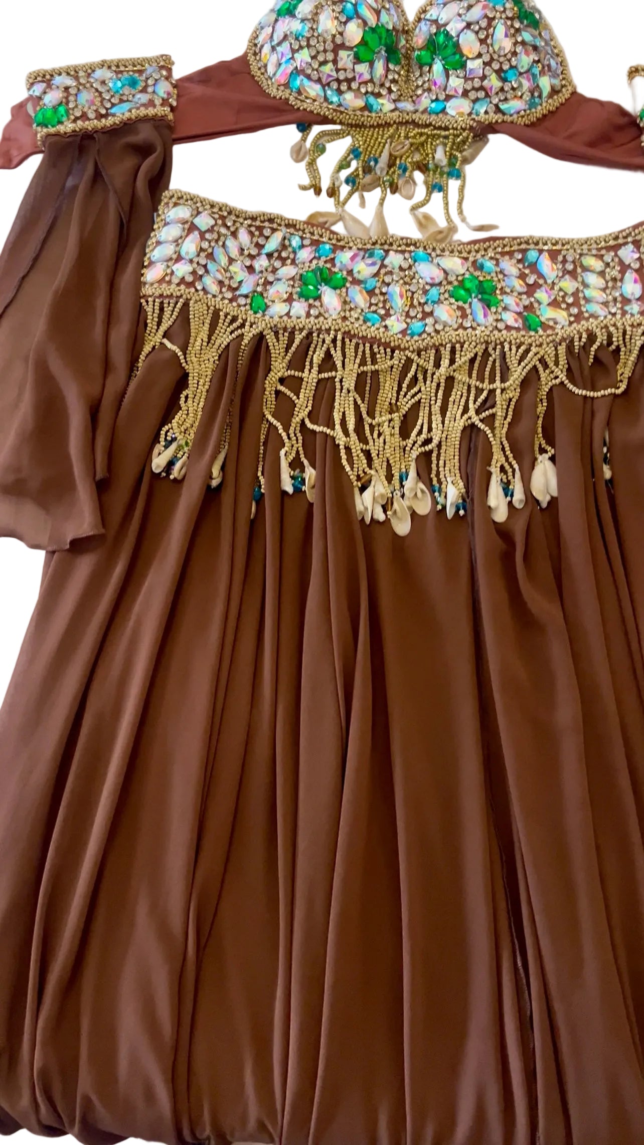 Professional Belly Dance Costume/ elegant Bronze Stage dancing Belt and Bra Set