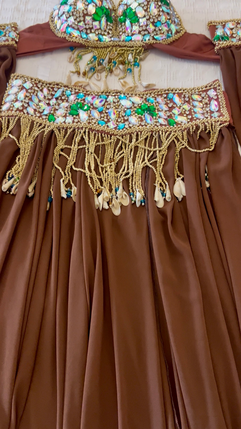 Professional Belly Dance Costume/ elegant Bronze Stage dancing Belt and Bra Set