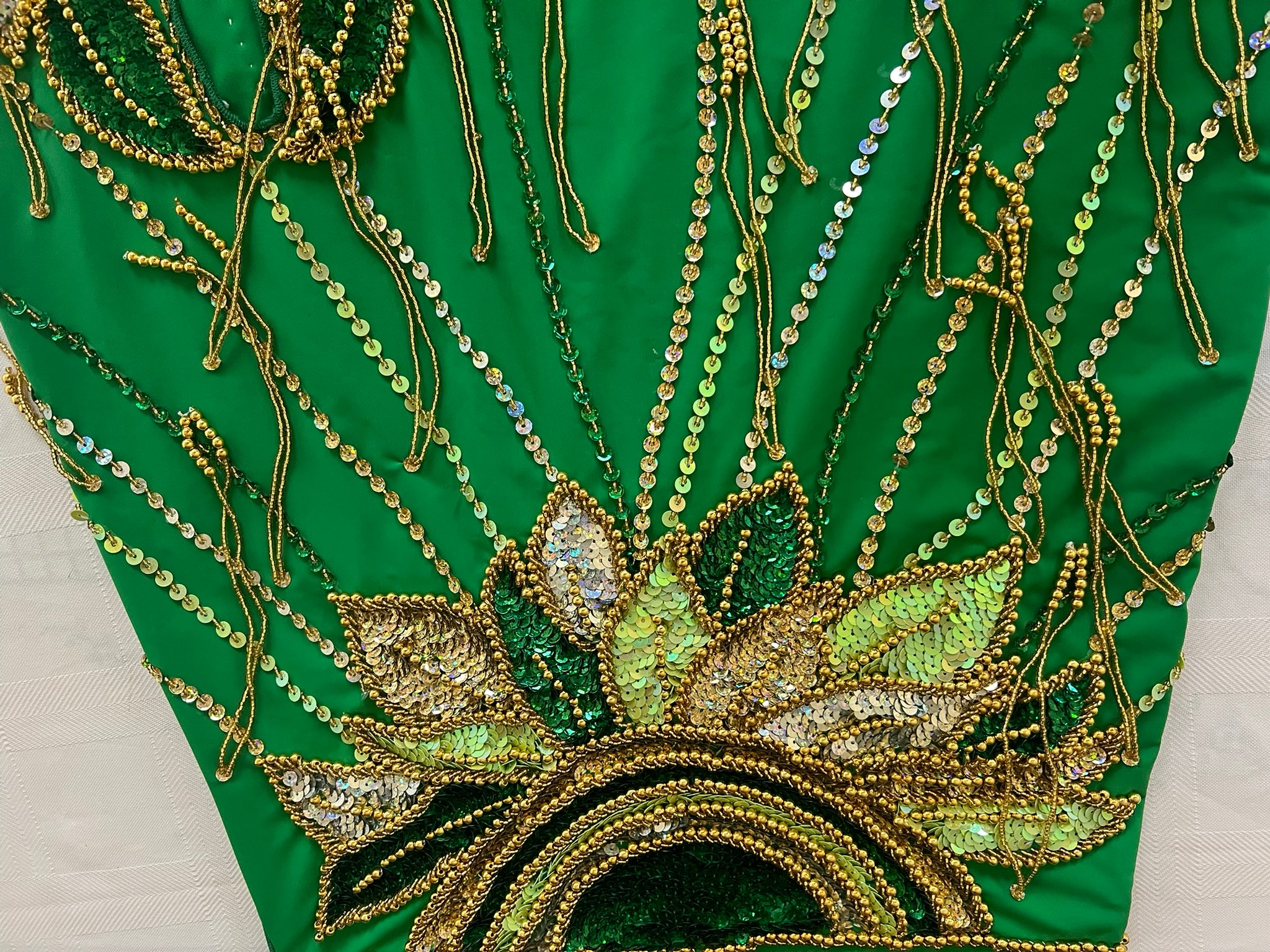 Vibrant green belly dance costume, custom-made dance ensemble, multi-colors embellished Outfit
