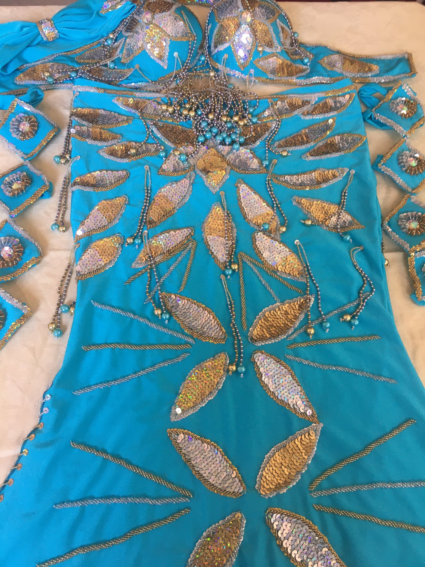 Professional Belly Dance Costume from Egypt BELLYDANCE Custom Made Any Colour, New Gypsy Dance Outfit, Handmade Embroidered Costume.