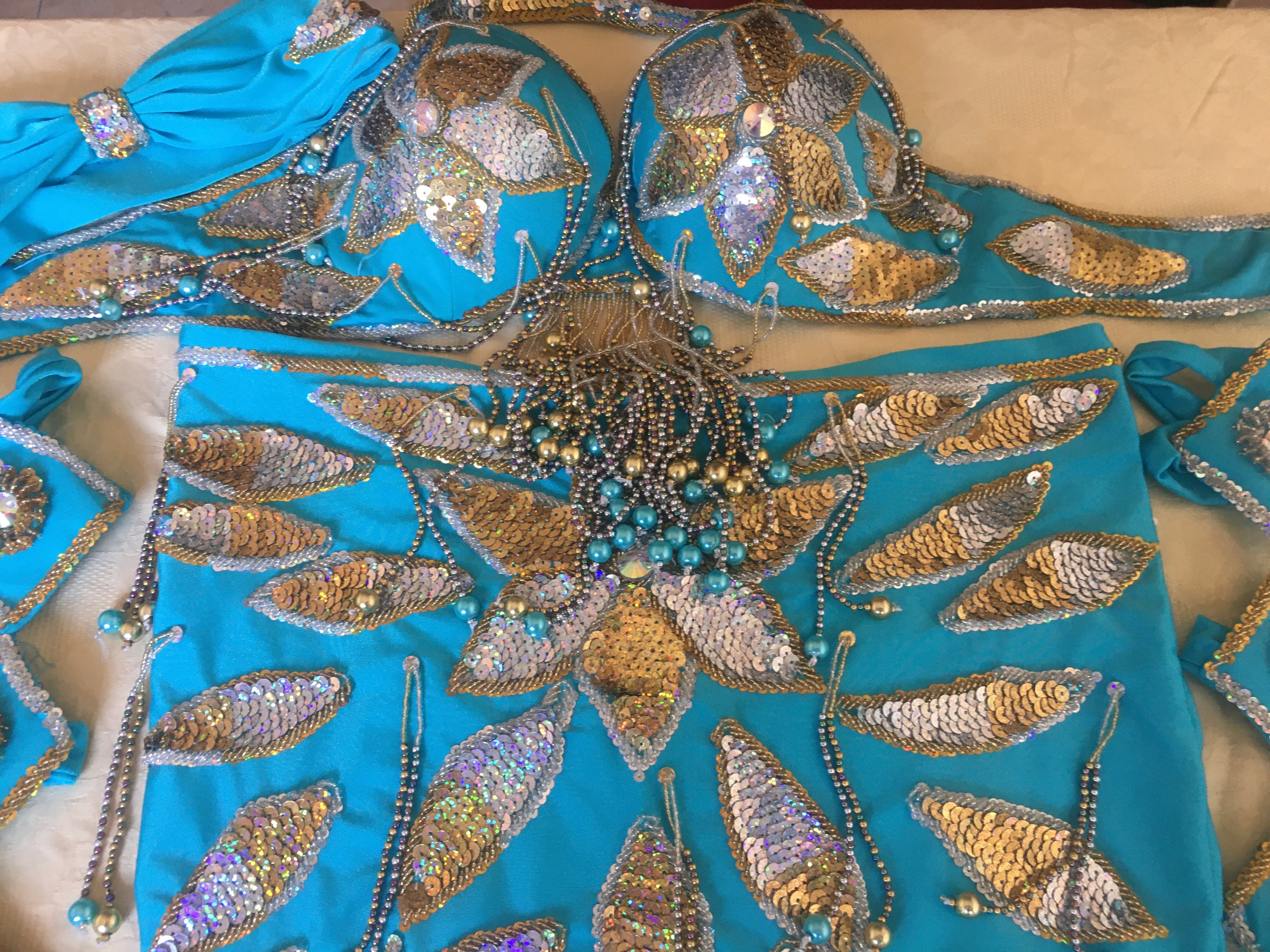 Professional Belly Dance Costume from Egypt BELLYDANCE Custom Made Any Colour, New Gypsy Dance Outfit, Handmade Embroidered Costume.