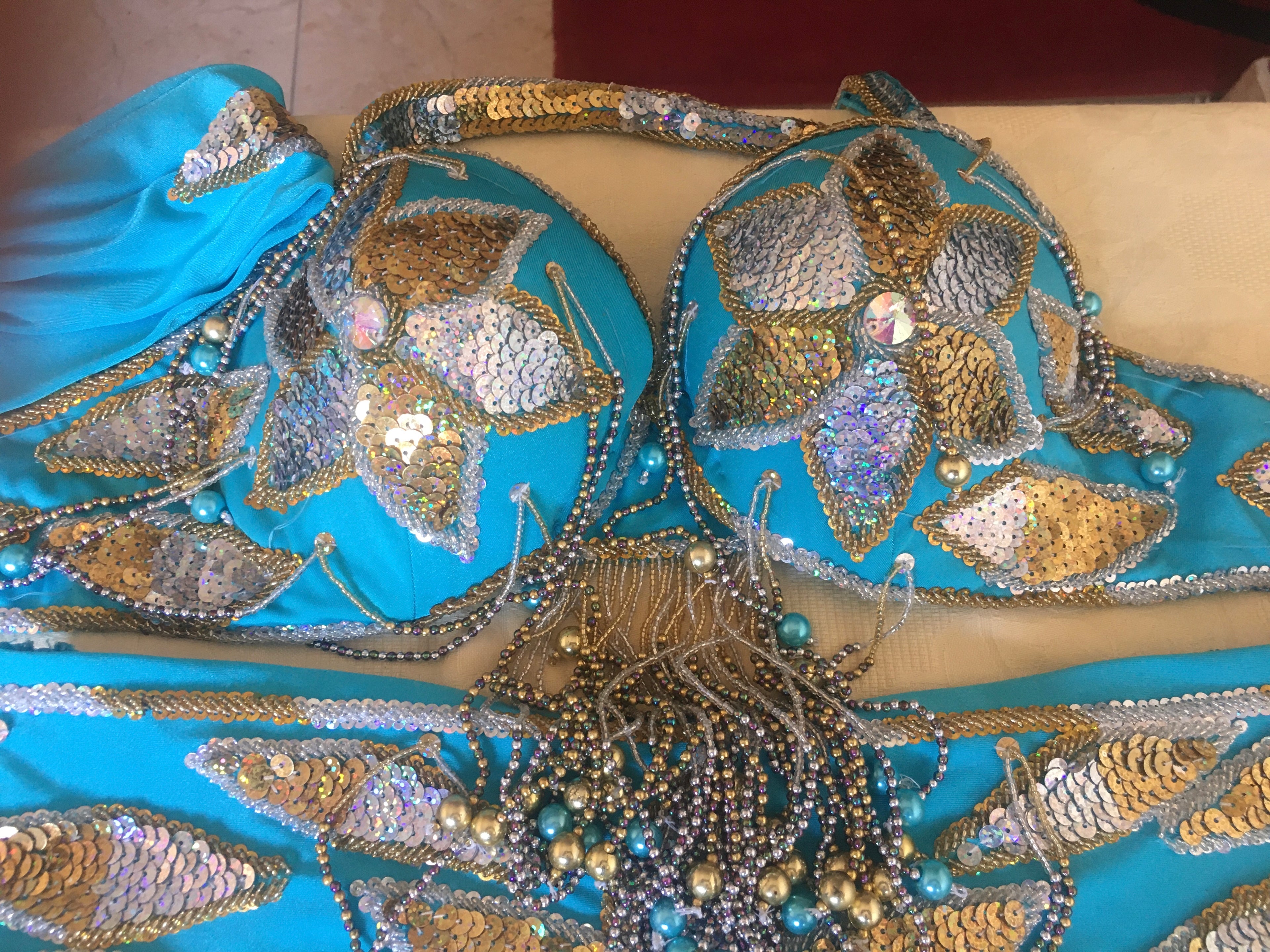 Professional Belly Dance Costume from Egypt BELLYDANCE Custom Made Any Colour, New Gypsy Dance Outfit, Handmade Embroidered Costume.