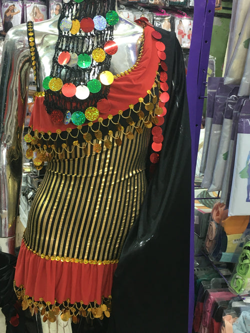 Authentic Egyptian Melaya dress/ Handmade embellished belly dance short dress with veil and face piece  ensemble