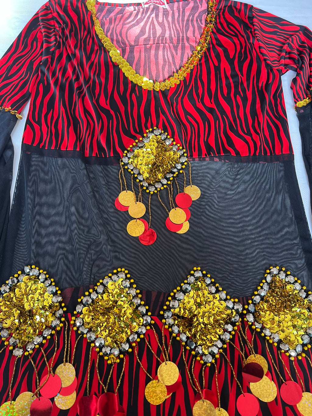 Egyptian Belly Dance Outfit – Handmade Embellished Dancing Skirt with Attached Top