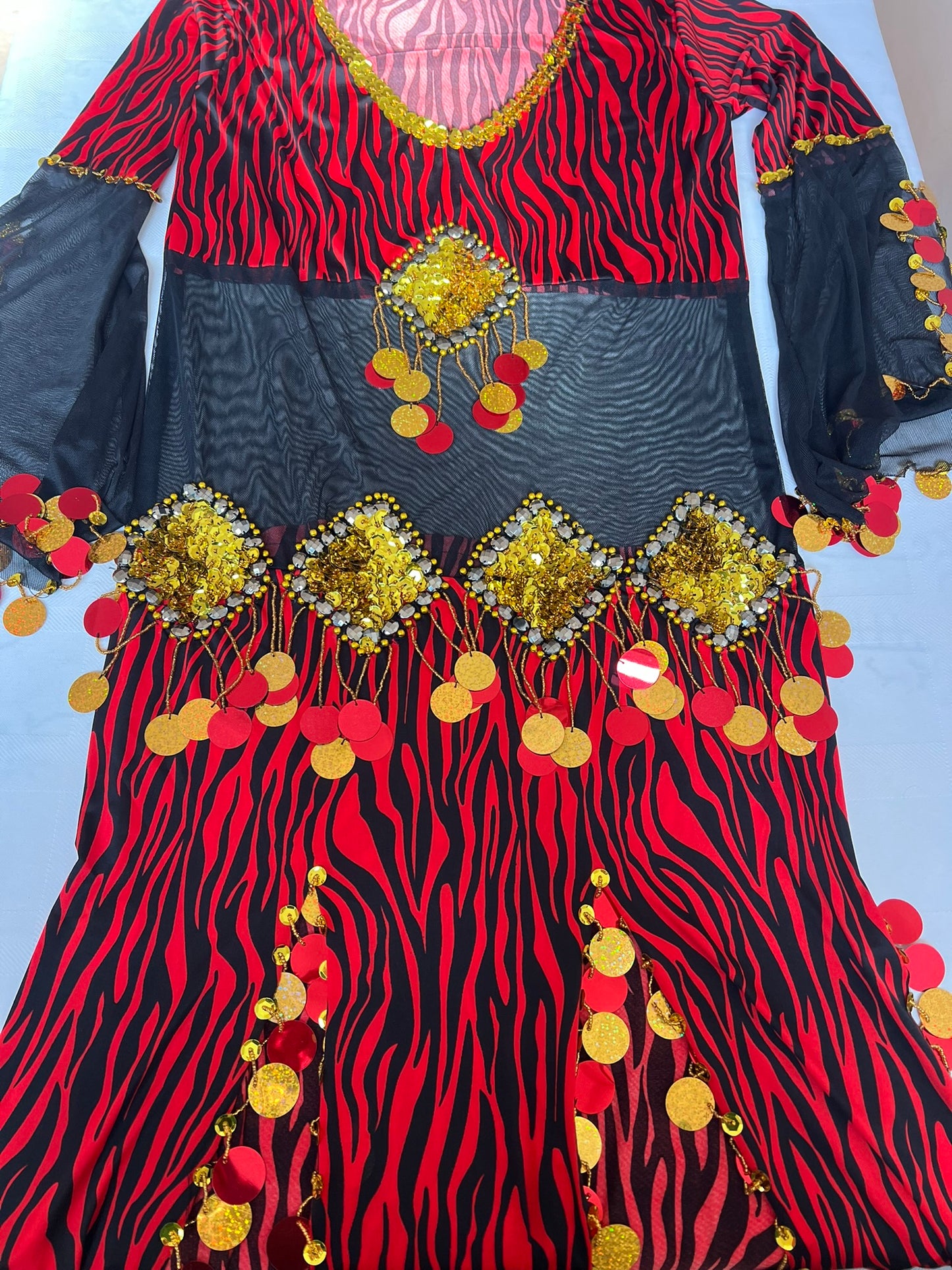Sexy oriental belly dance dress, handmade embellished belly dance skirt and top Saidi dance dress بدلة رقص