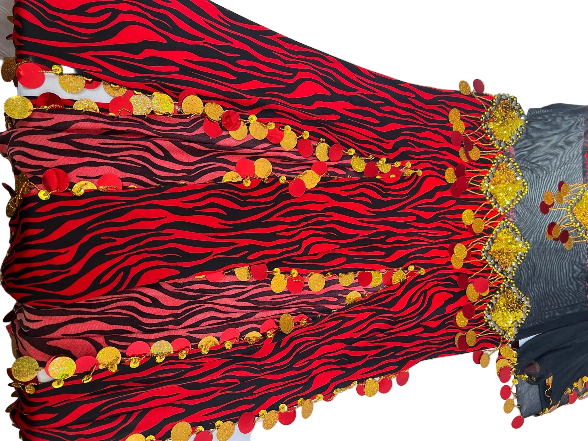 Egyptian Belly Dance Outfit – Handmade Embellished Dancing Skirt with Attached Top