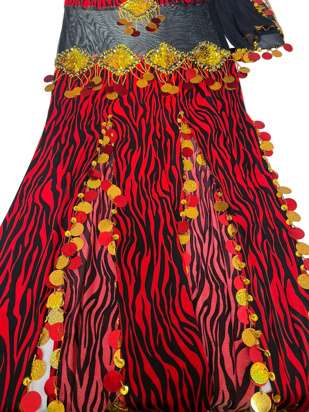 Egyptian Belly Dance Outfit – Handmade Embellished Dancing Skirt with Attached Top