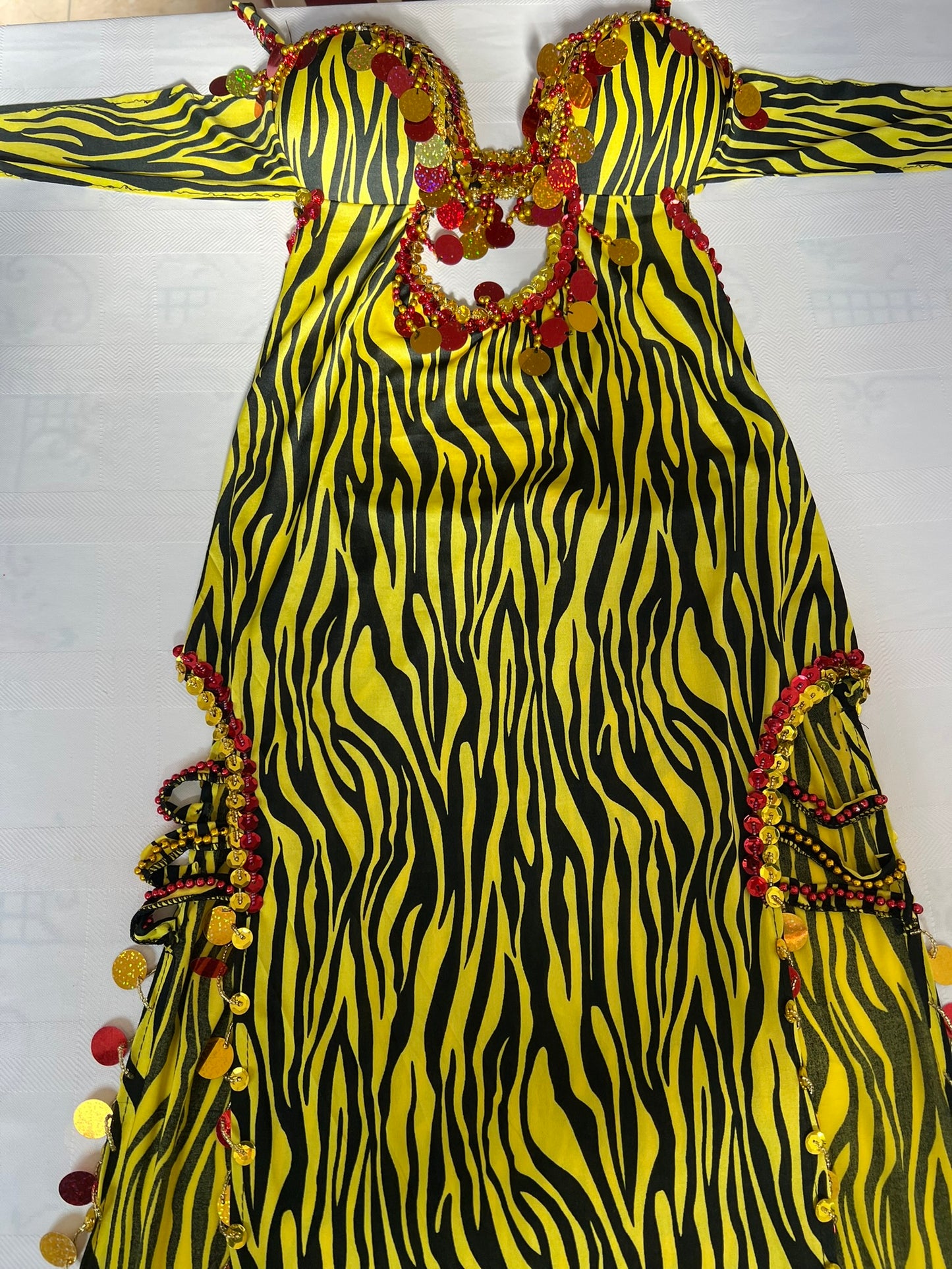 Egyptian handmade embellished belly dance costume, belly dance outfit with bra بدلة رقص
