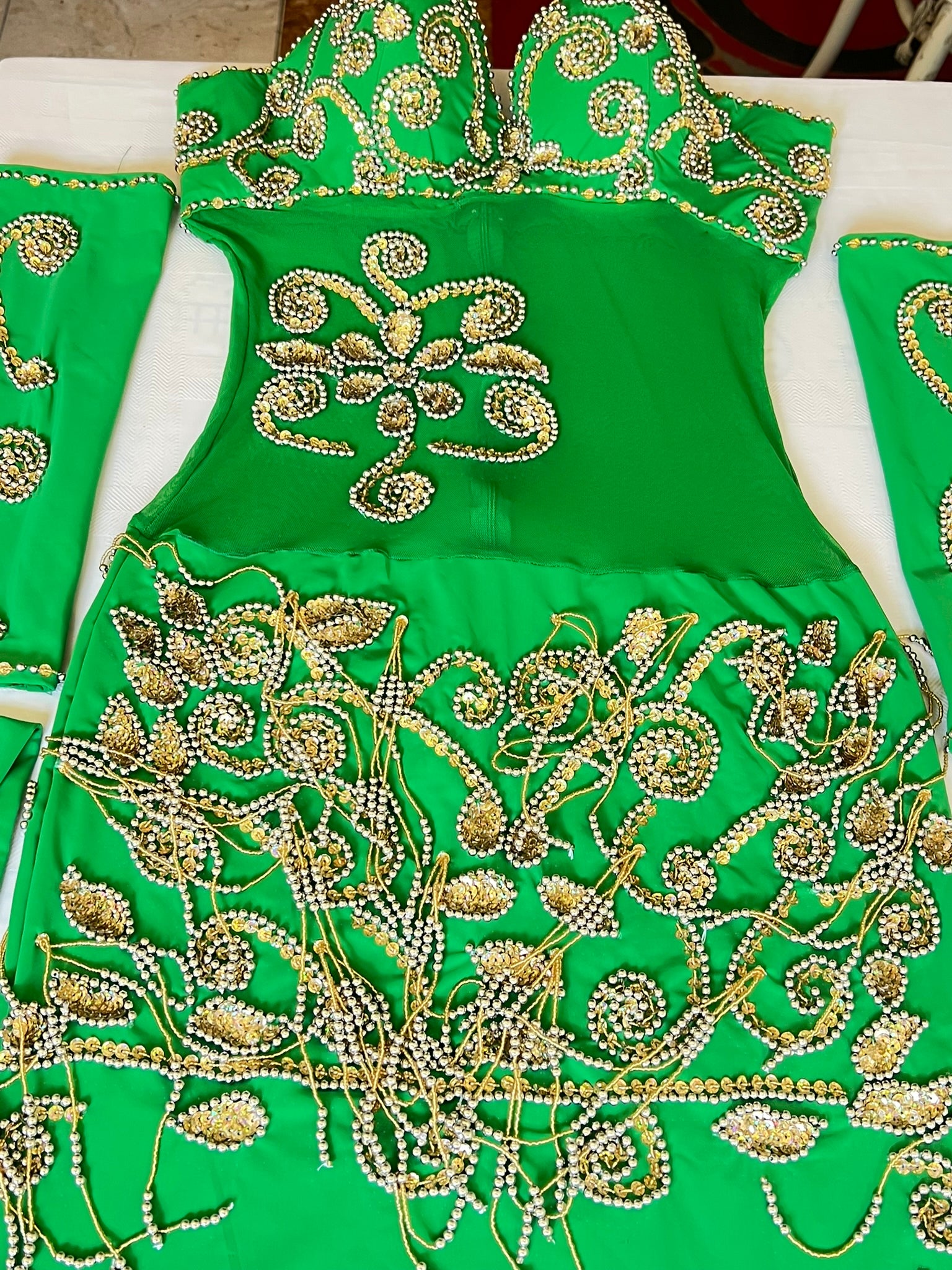 Vibrant green Professional belly dance dress, Custom-made Belly dancer costume