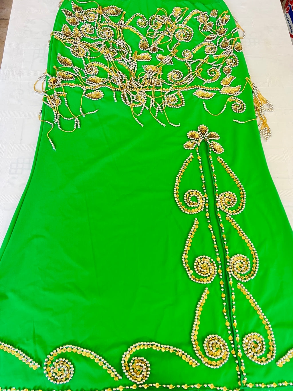 Ägyptisches professionelles Bauchtanzkleid, orientalisches Tanzoutfit mit Arm- und Kopfteilen, handgenäht, auf Bestellung für jede Größe gefertigt.