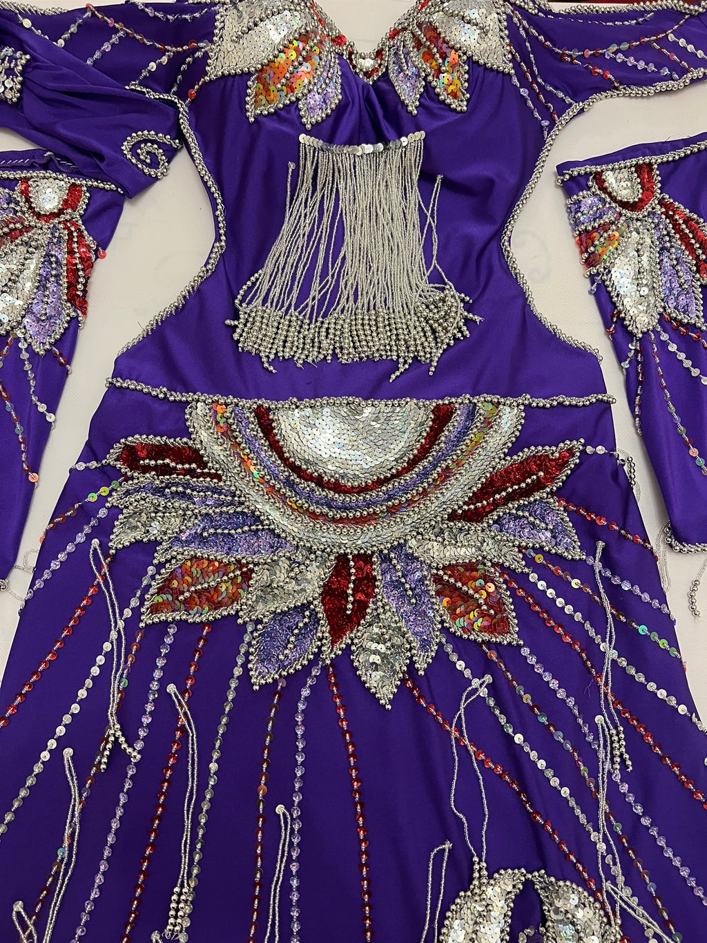 Professional belly dance costume handmade beaded and sequined with multi-colours Egyptian Custom unique design luxurious belly dance outfit