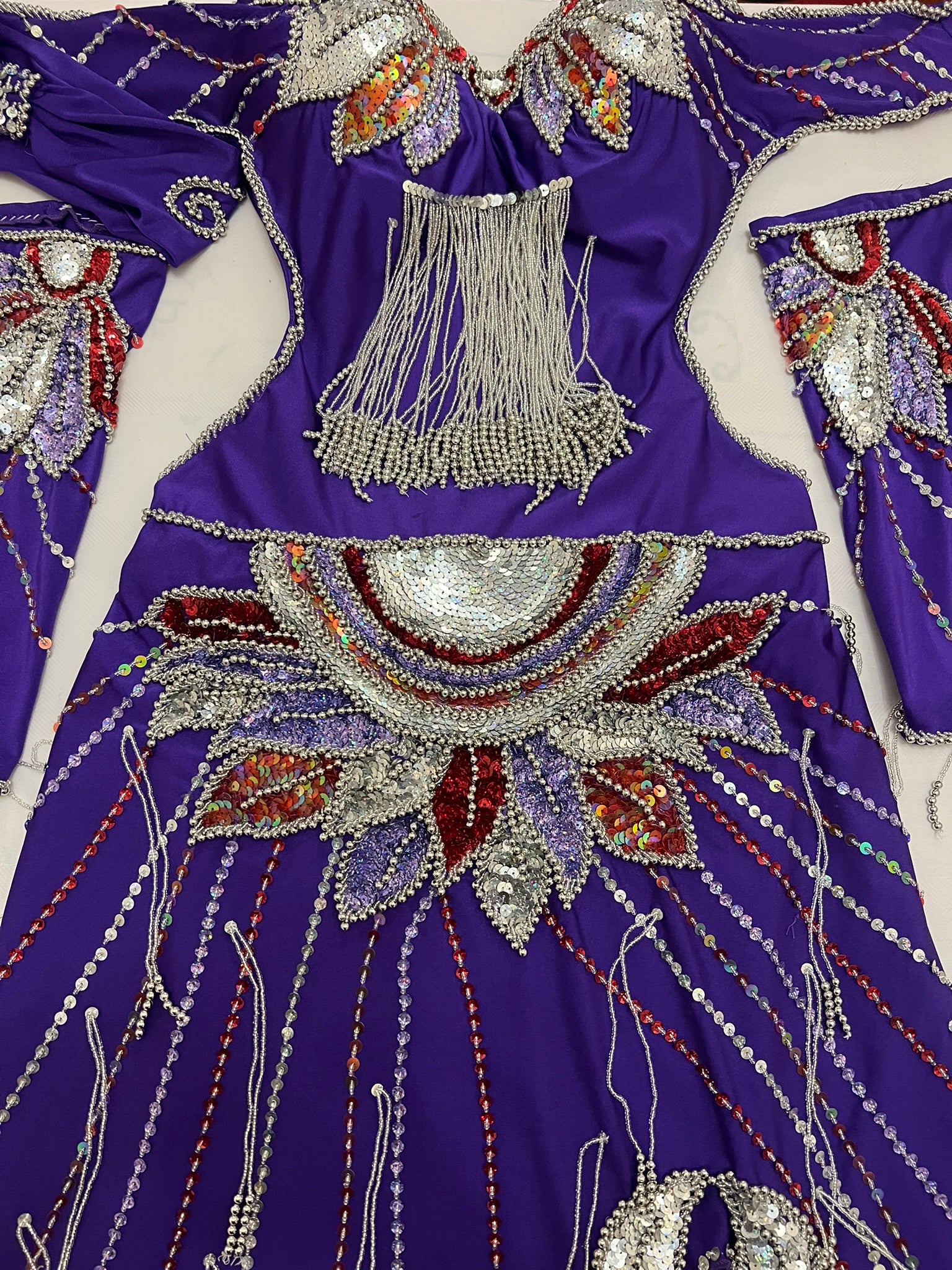 Professional belly dance costume handmade beaded and sequined with multi-colours Egyptian Custom unique design luxurious belly dance outfit