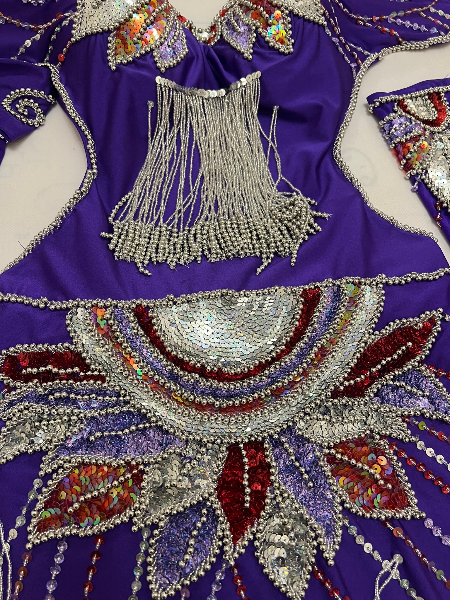 Professional belly dance costume handmade beaded and sequined with multi-colours Egyptian Custom unique design luxurious belly dance outfit
