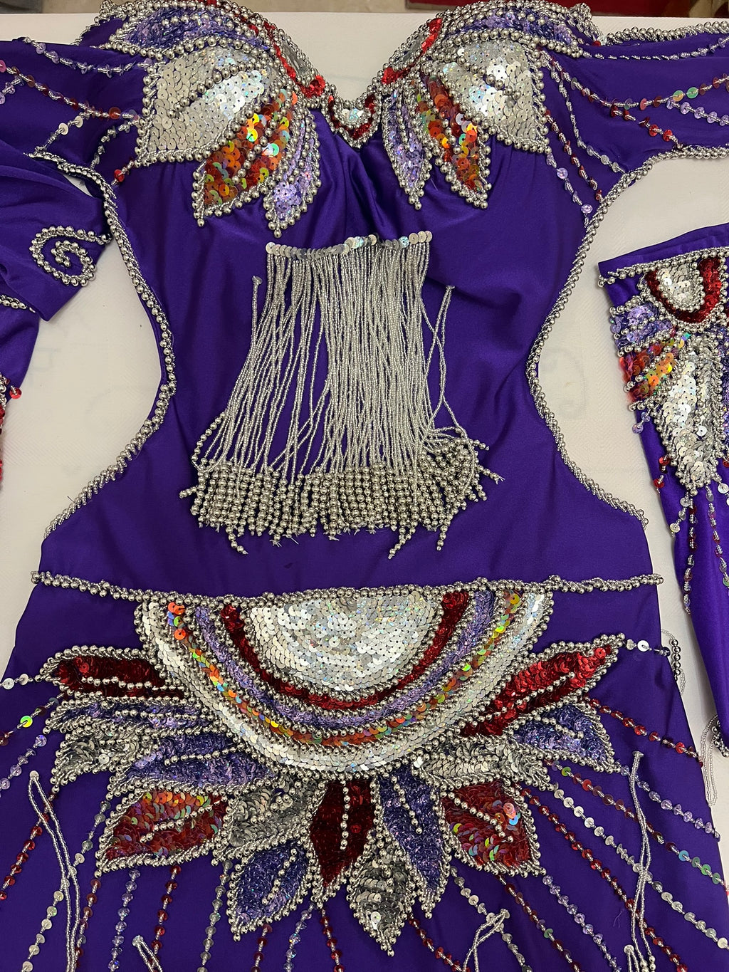 Professional belly dance costume handmade beaded and sequined with multi-colours Egyptian Custom unique design luxurious belly dance outfit