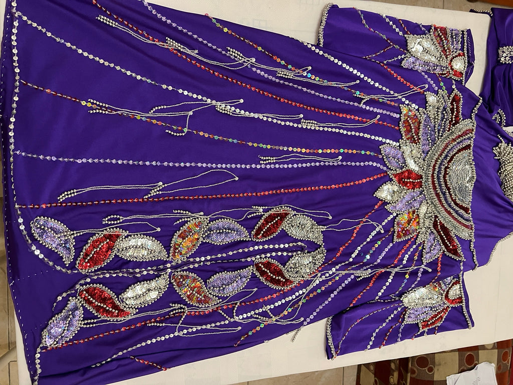 Professional belly dance costume handmade beaded and sequined with multi-colours Egyptian Custom unique design luxurious belly dance outfit