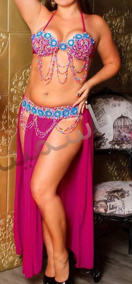 Egyptian Sexy Red belly dance costume, handmade M OR L outfit, belt, skirt, bra