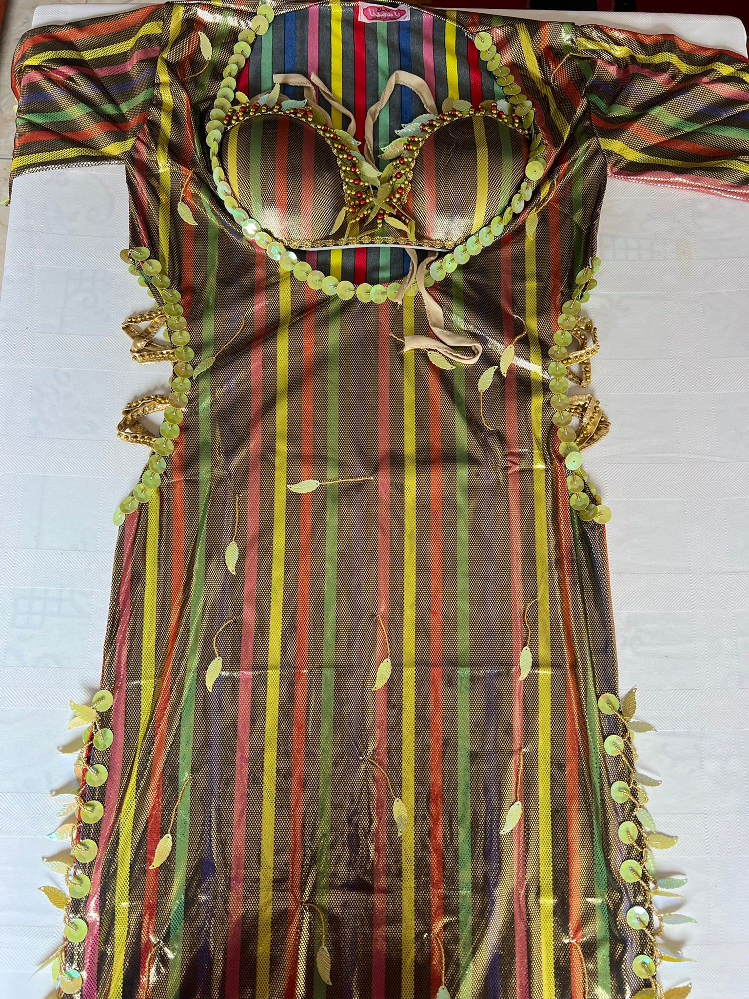 Egyptian Belly Dance Outfit – Handmade Galabia Dress & Bra Set with Embellishments