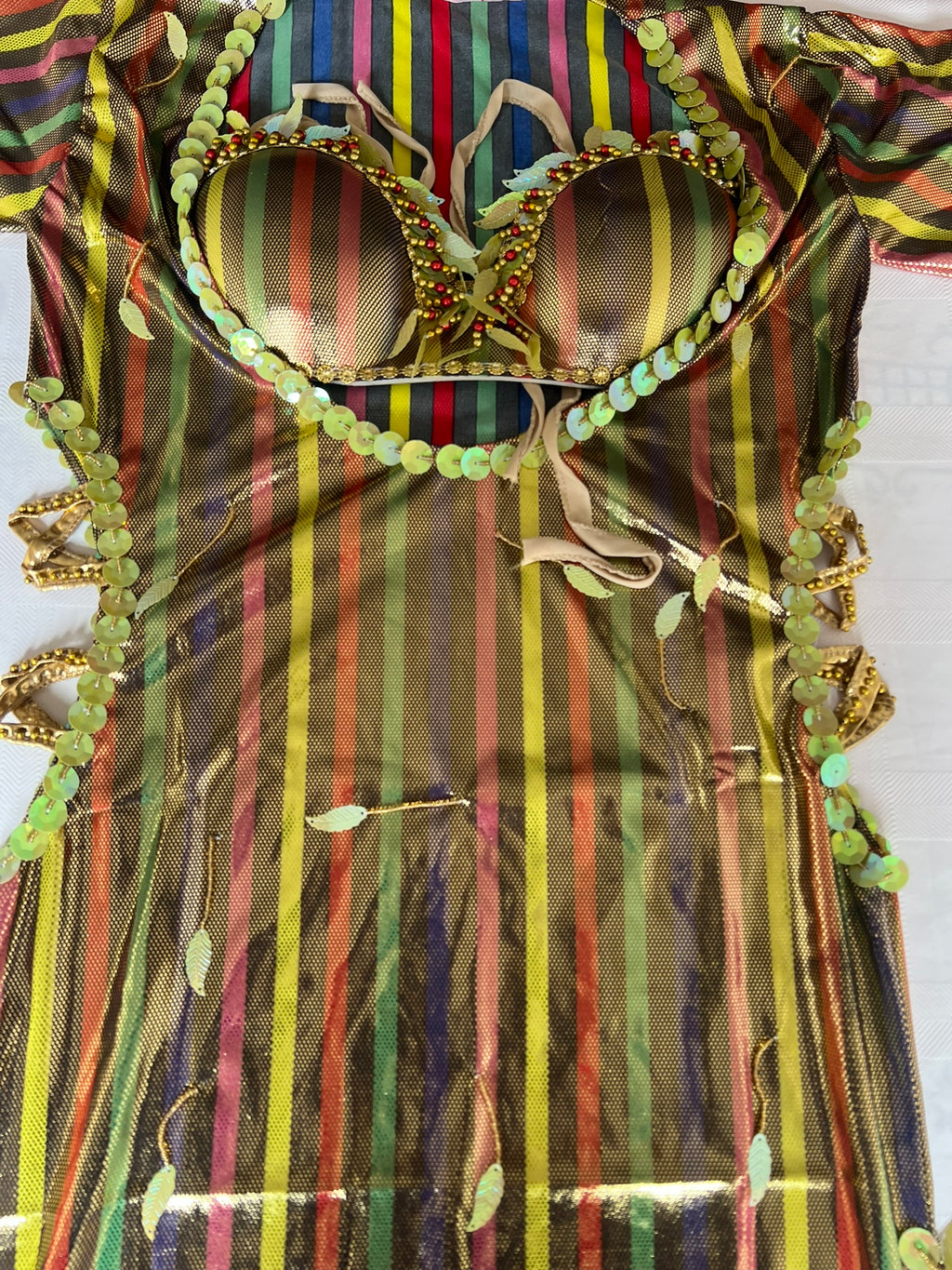 Egyptian Belly Dance Outfit – Handmade Galabia Dress & Bra Set with Embellishments