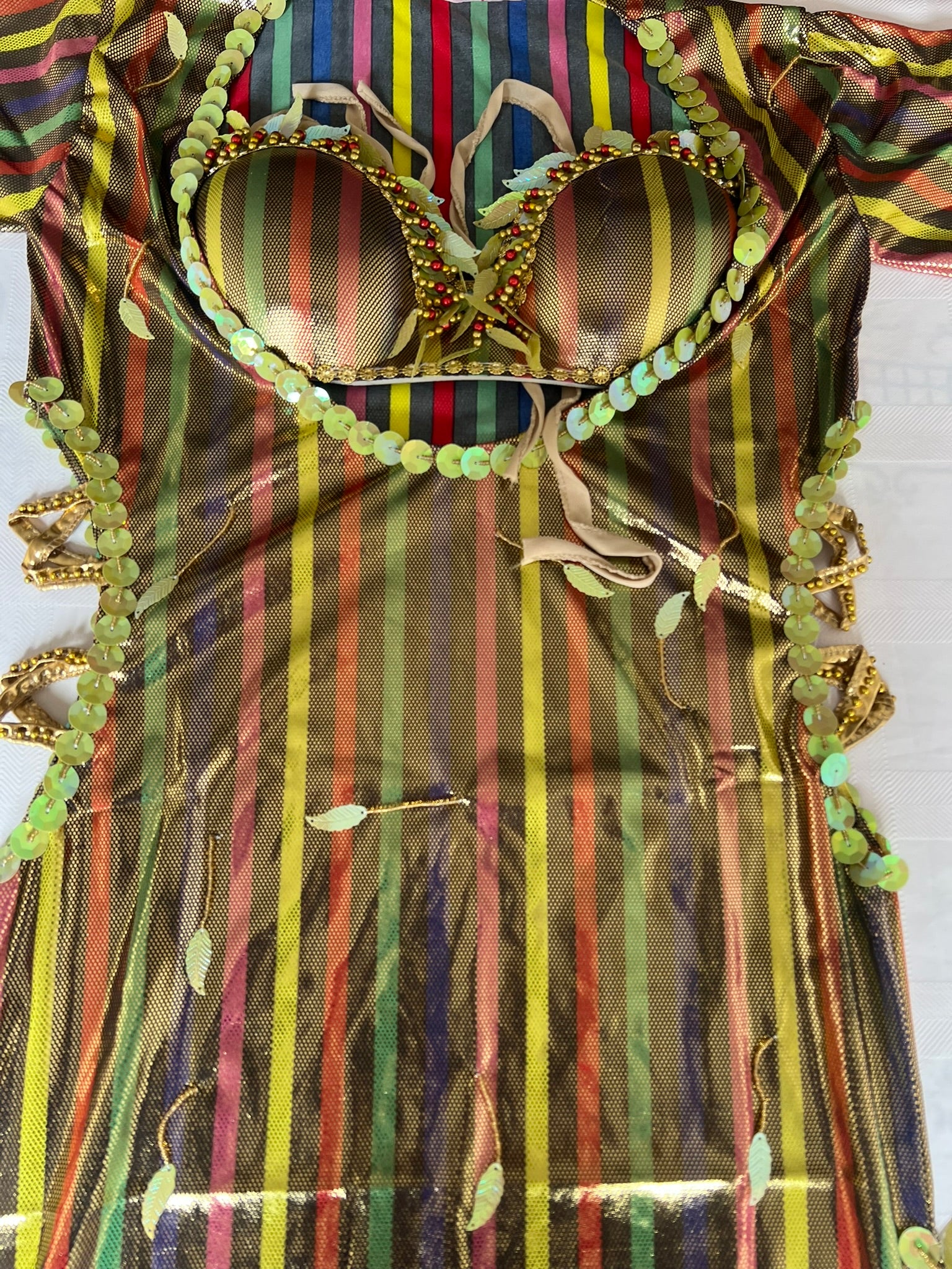 Egyptian Belly Dance Outfit – Handmade Galabia Dress & Bra Set with Embellishments