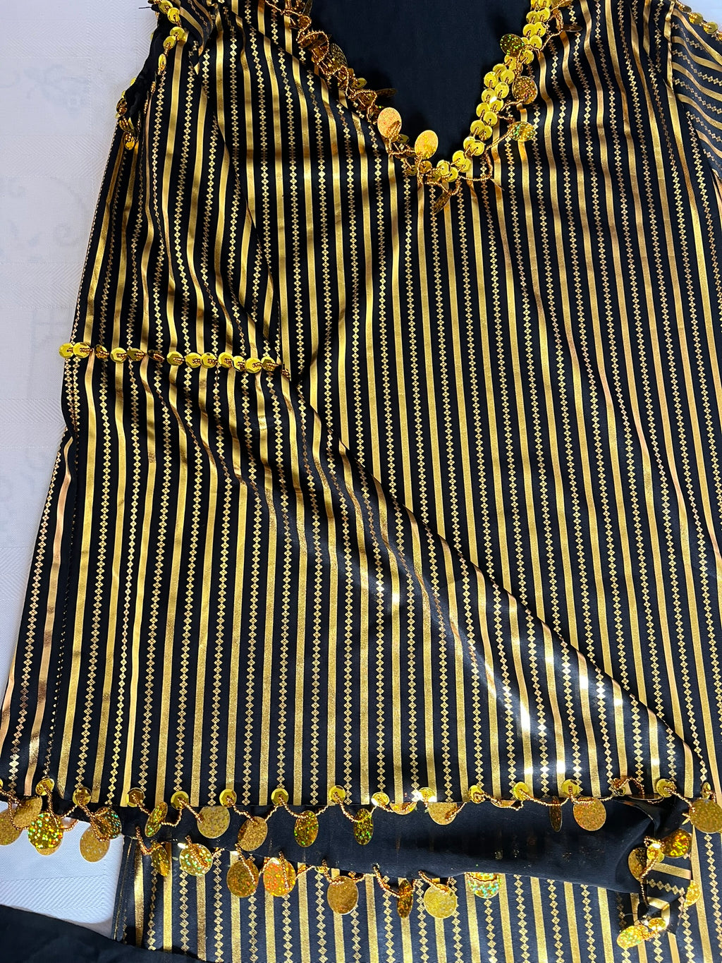 Saidi belly dance Galabia, Handmade belly dance dress with dancing hip scarf جلابية رقص شرقى صعيدى