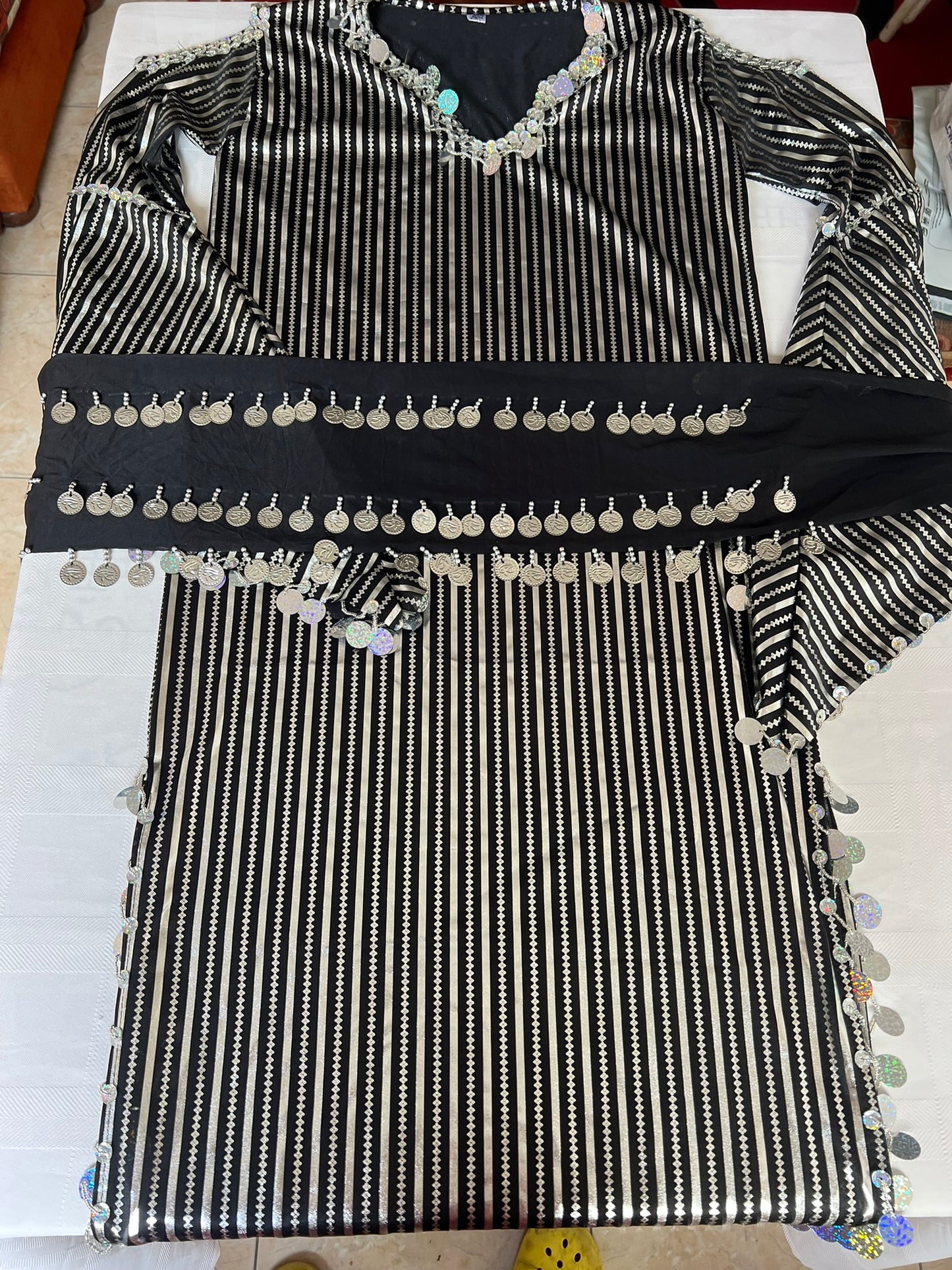Egyptian belly dance striped dress, Saidi dancing Galabia, handmade dance outfit جلابية رقص شرقى صعيدى