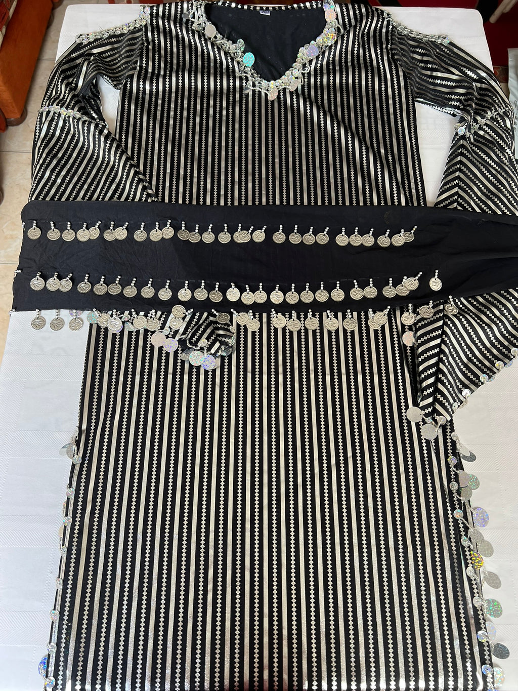Egyptian belly dance striped dress, Saidi dancing Galabia, handmade dance outfit جلابية رقص شرقى صعيدى