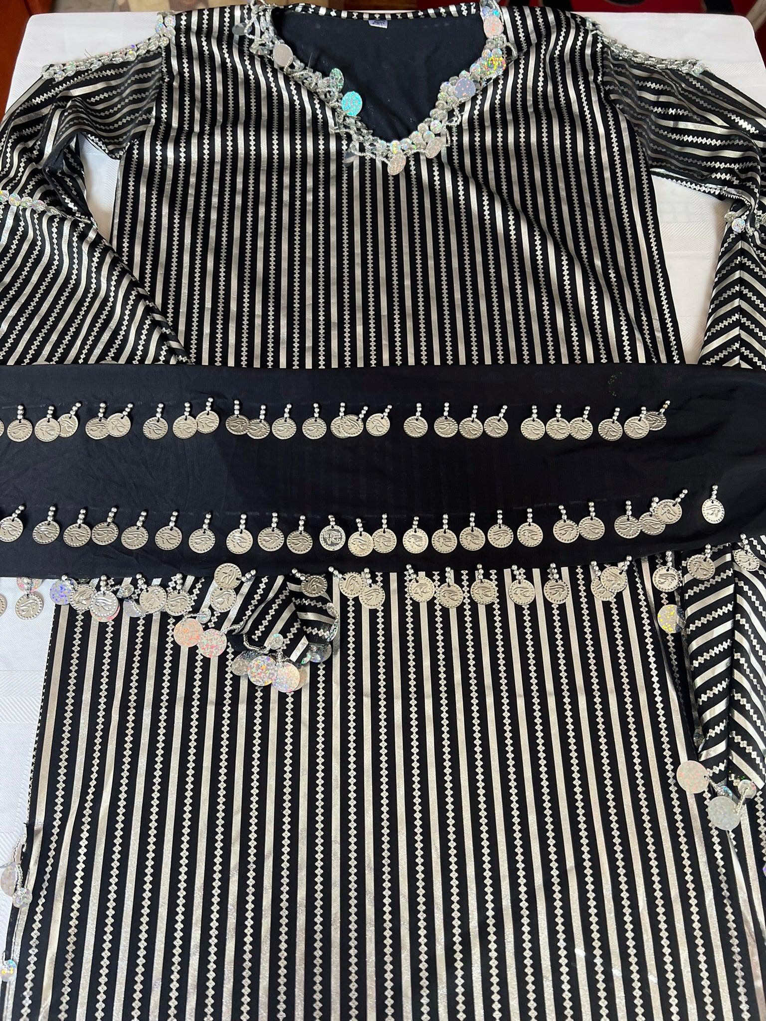 Egyptian belly dance striped dress, Saidi dancing Galabia, handmade dance outfit جلابية رقص شرقى صعيدى