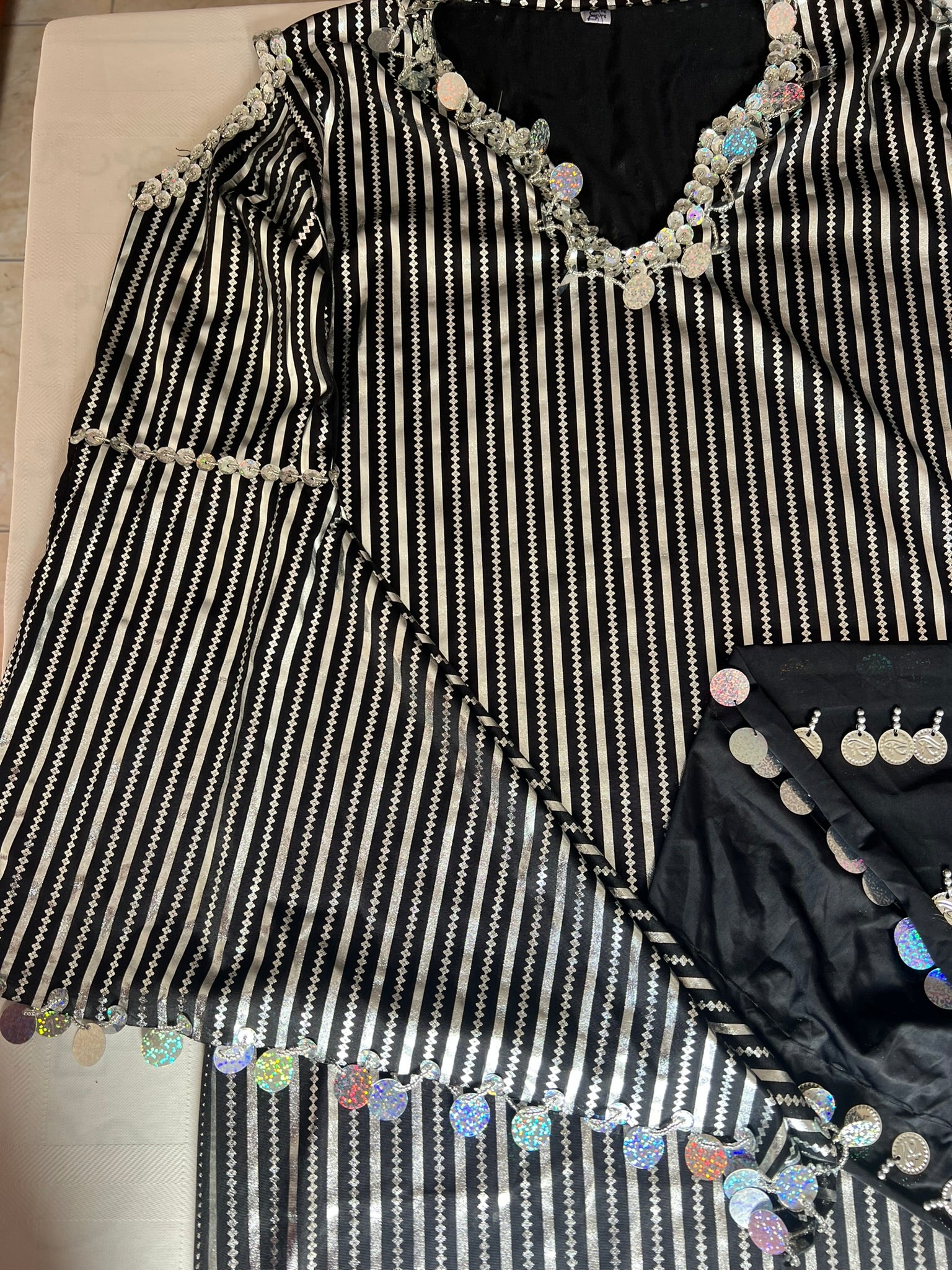 Egyptian belly dance striped dress, Saidi dancing Galabia, handmade dance outfit جلابية رقص شرقى صعيدى