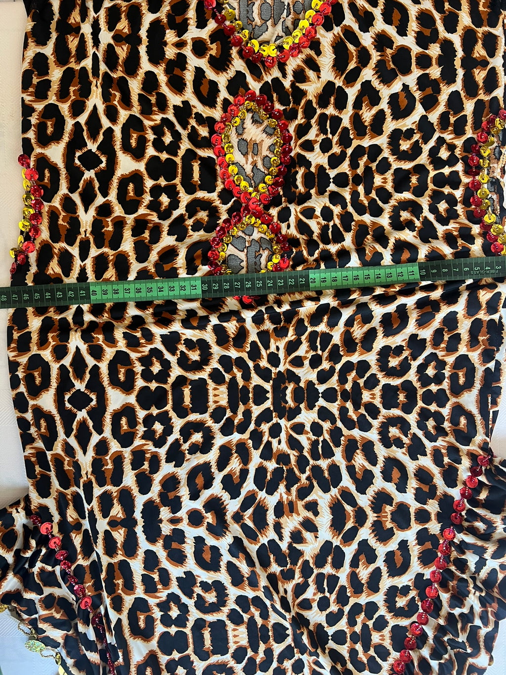 Leopard print belly dance dress, handmade embellished dancing outfit, one-size
