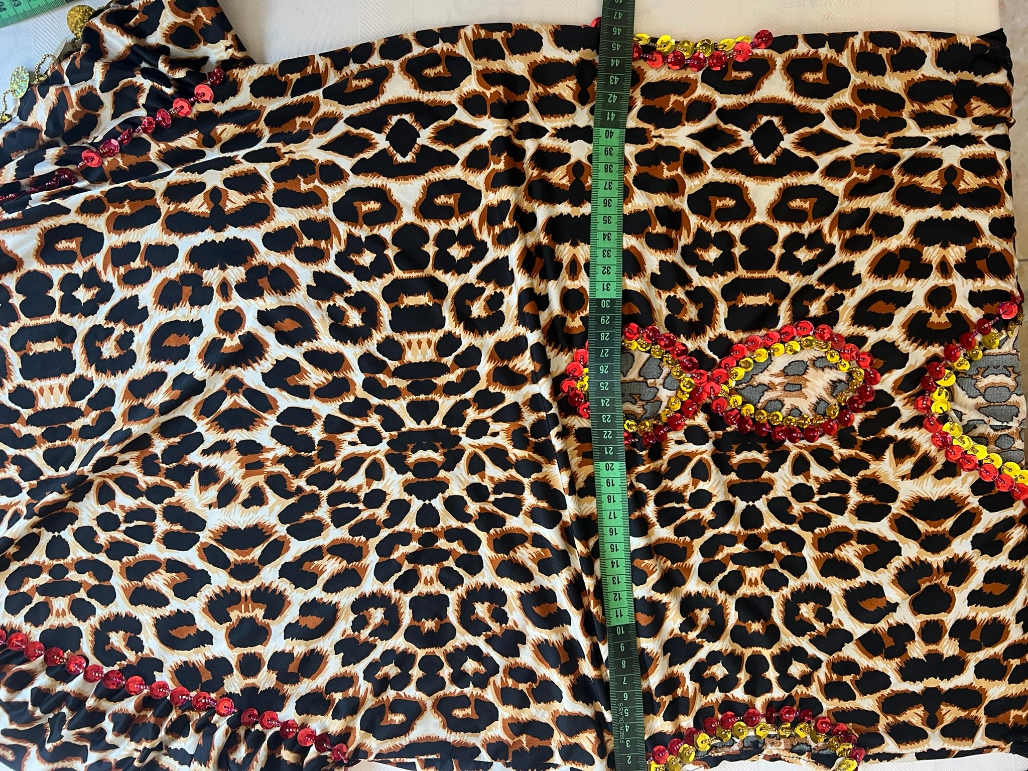 Leopard print belly dance dress, handmade embellished dancing outfit, one-size