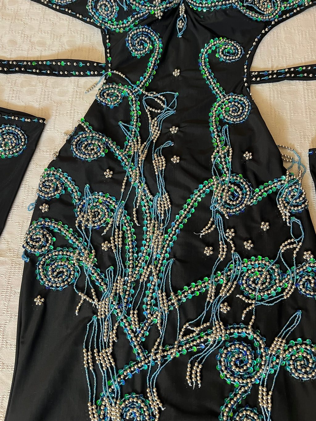 Professional Sexy Custom-Made Belly Dance Costume Belly Dancer one-piece Dress + Arm Pieces + Head piece, Handmade Embellished Dance outfit