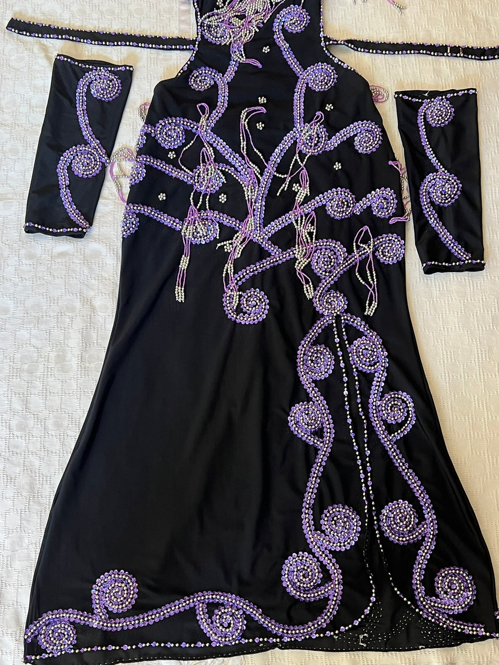 Professional Sexy Custom-Made Belly Dance Costume Belly Dancer one-piece Dress + Arm Pieces + Head piece, Handmade Embellished Dance outfit
