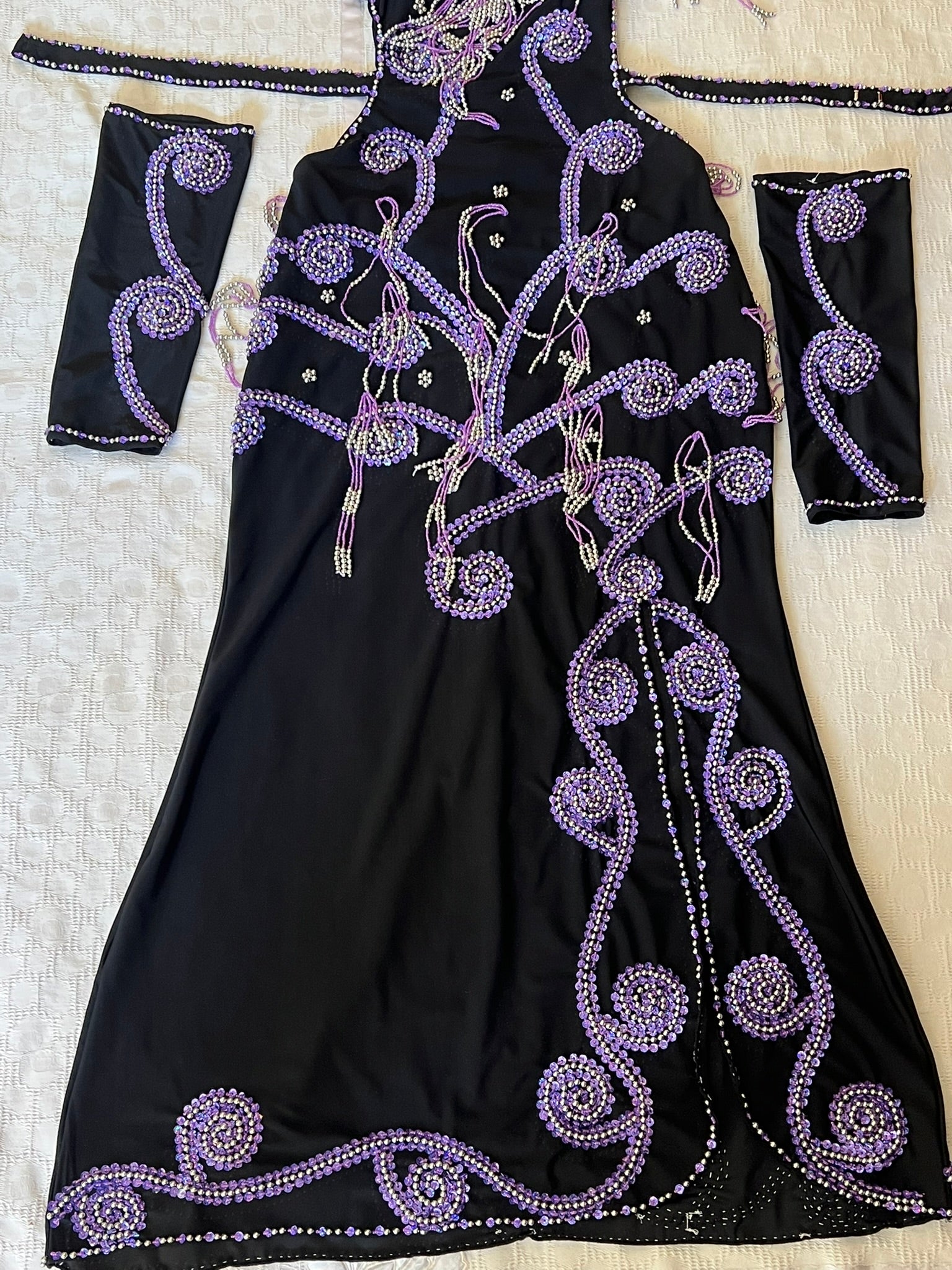 Professional Sexy Custom-Made Belly Dance Costume Belly Dancer one-piece Dress + Arm Pieces + Head piece, Handmade Embellished Dance outfit